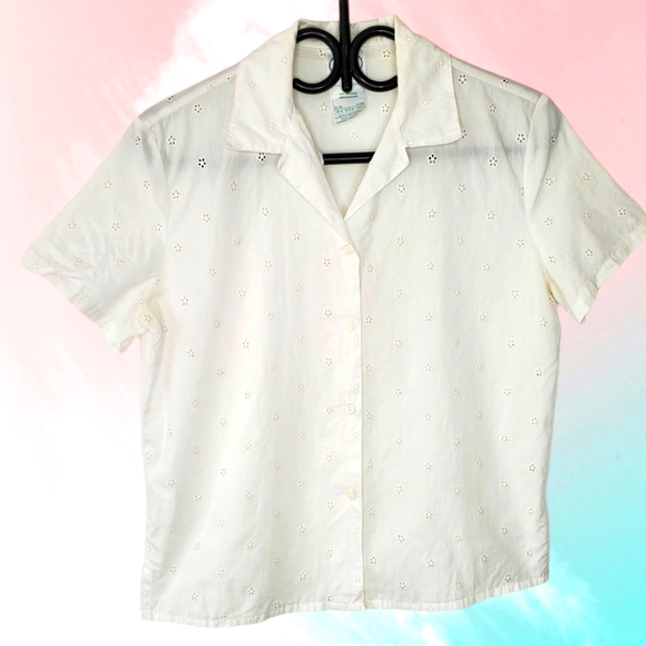 Laura Ashley Tops - White Laura Ashley short sleeve shirt size 8